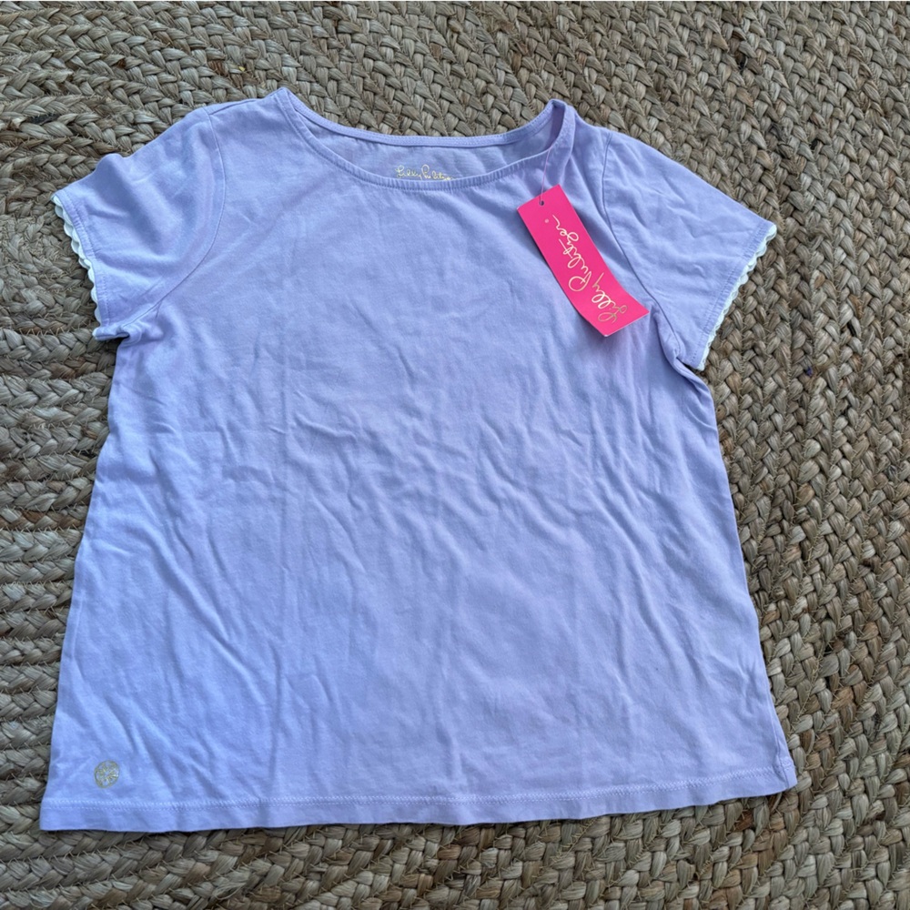 Lilly Pulitzer tee purple with lace trim arms